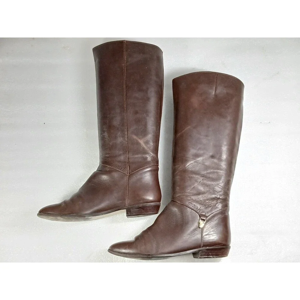 Nine West Brown Leather Riding Boots Women’s Size 8M
